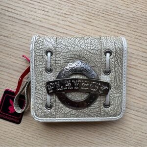 PLAYBOY - Rare Vintage Dead Stock Metallic Silver and Cream Wallet - NWT